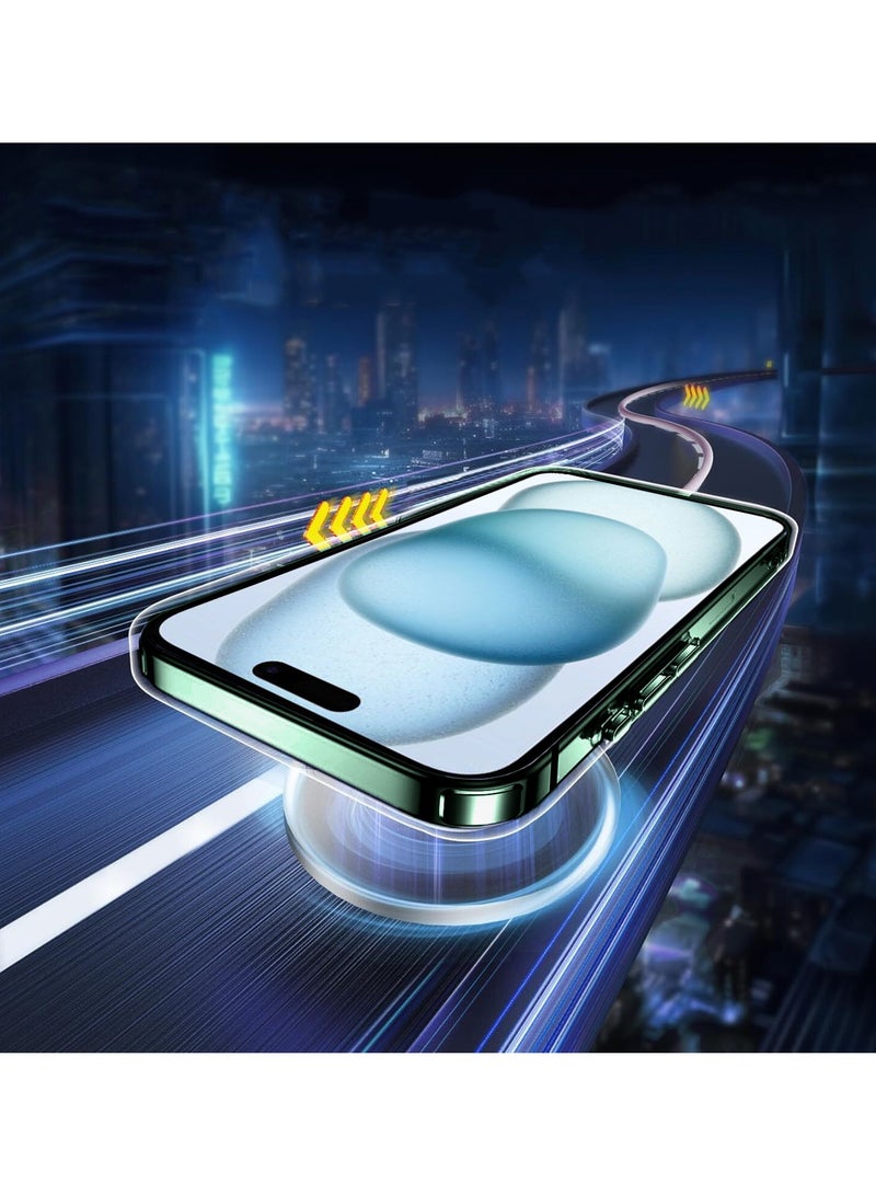 Wtech TPU Magsafe With Large Finger Hand Ring Grip Raised Bavel Camera Hole Luxury Plating Case Cover For Apple iPhone 15 Plus 2023 Dark Green - Image 4