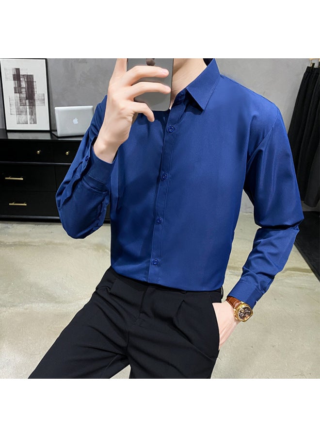 Shirt Men's Long-sleeved Spring And Autumn Business Casual No-iron Anti-wrinkle Shirt Work Wear Short-sleeved Summer Inch