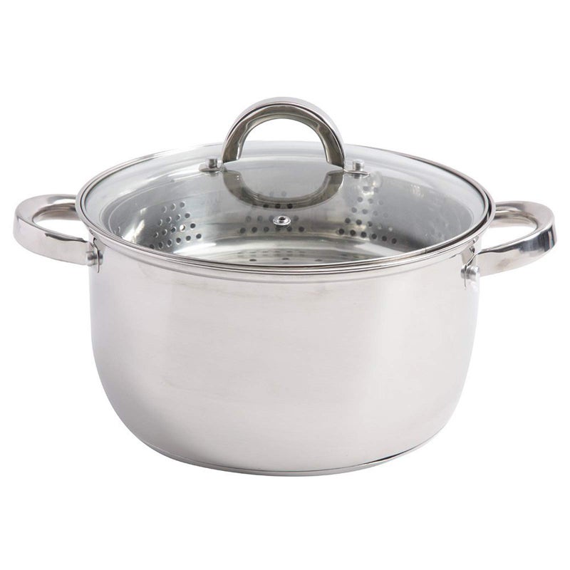 Oster Sangerfield 6-Quart Stainless Steel Dutch Oven Casserole with Steamer Basket â€“ Durable Kitchen Cookware for Slow Cooking and Steaming - Image 1