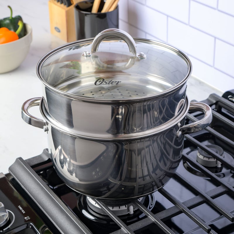 Oster Sangerfield 6-Quart Stainless Steel Dutch Oven Casserole with Steamer Basket â€“ Durable Kitchen Cookware for Slow Cooking and Steaming - Image 5