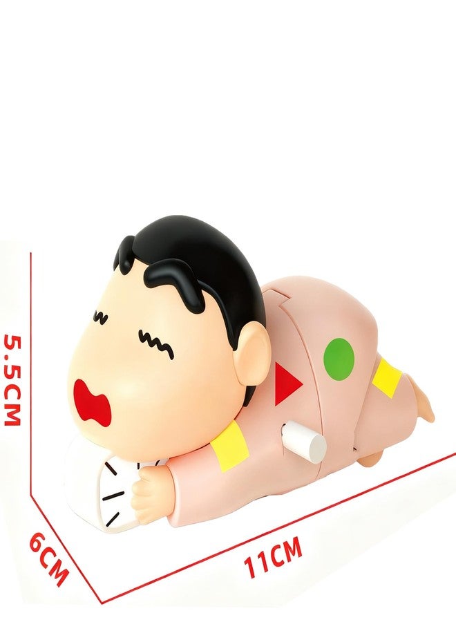 Pmeixcy Pink Lazy Shinchan Crawling Toy, Crawling Toy with Dancing Motion,Cute Anime Figurine, Valentine's Day Gift for Girlfriend with Color Box Birthday Gift, 5.5x6x11cm with Colorful Packaging - Image 2