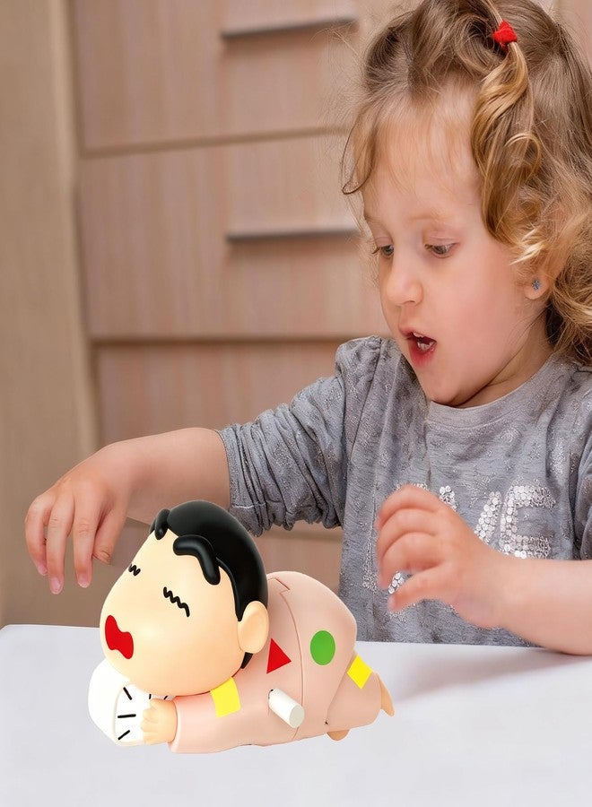 Pmeixcy Pink Lazy Shinchan Crawling Toy, Crawling Toy with Dancing Motion,Cute Anime Figurine, Valentine's Day Gift for Girlfriend with Color Box Birthday Gift, 5.5x6x11cm with Colorful Packaging - Image 3