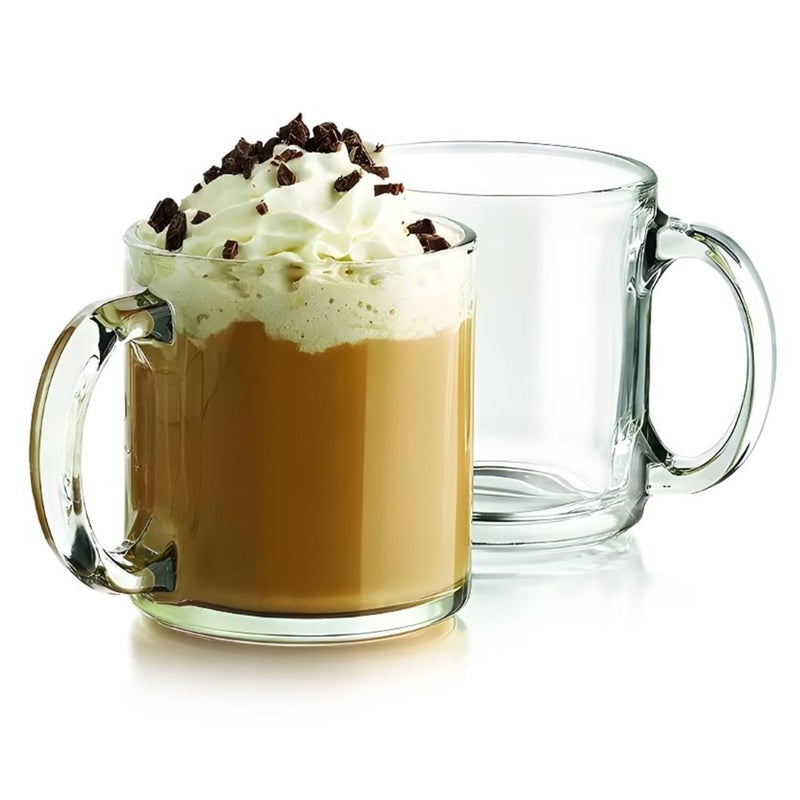 Bexter Pack of 2 Clear Glass Coffee Mugs â€“ 13 oz Heavy-Duty Thick-Walled Cups for Hot Beverages â€“ Durable, Elegant, Heat-Resistant Glassware for Coffee, Tea, Lattes, and More - Image 1