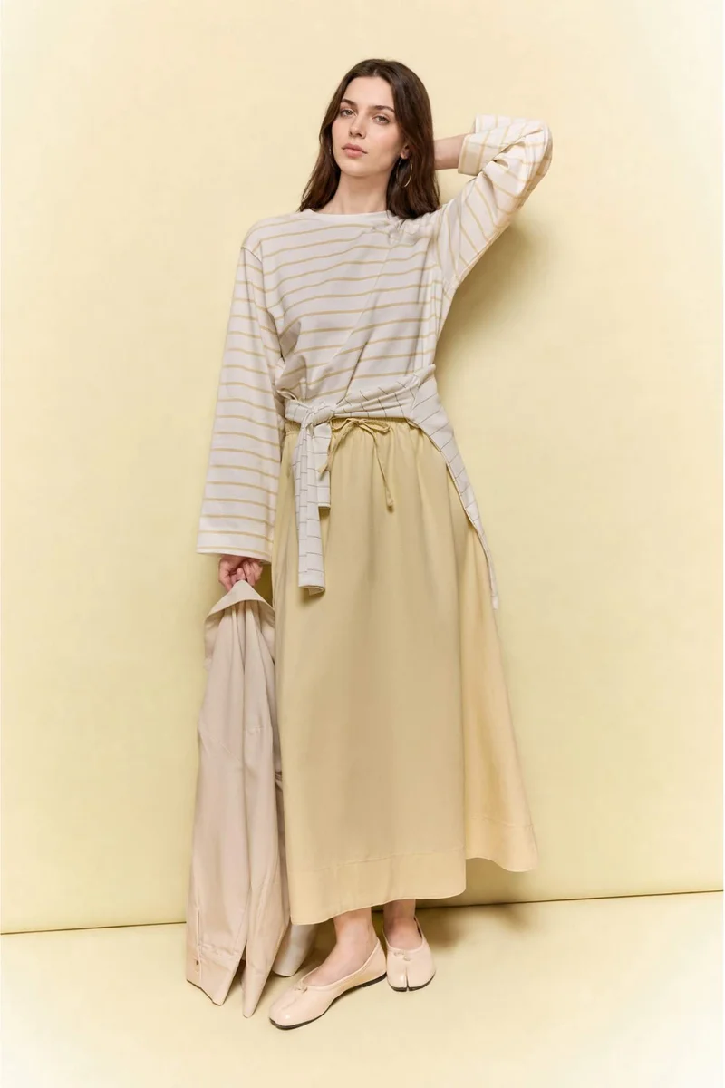 DeFacto A Cut Linen Blended Maxi Skirt