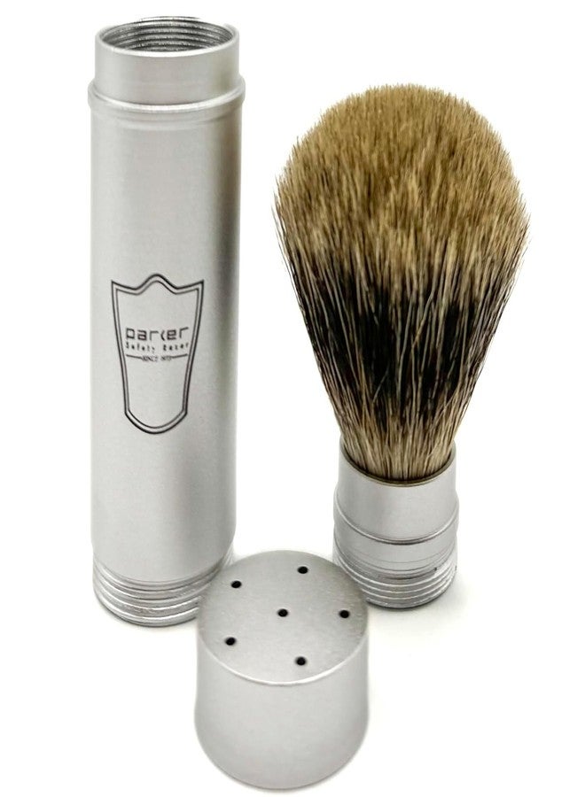 Parker Safety Razor Parker Full Size Travel Shaving Brush with Pure Badger Bristles - Ingenious Design Stores the Brush Head in the Handle Making the Brush Compact for Travel - Image 1