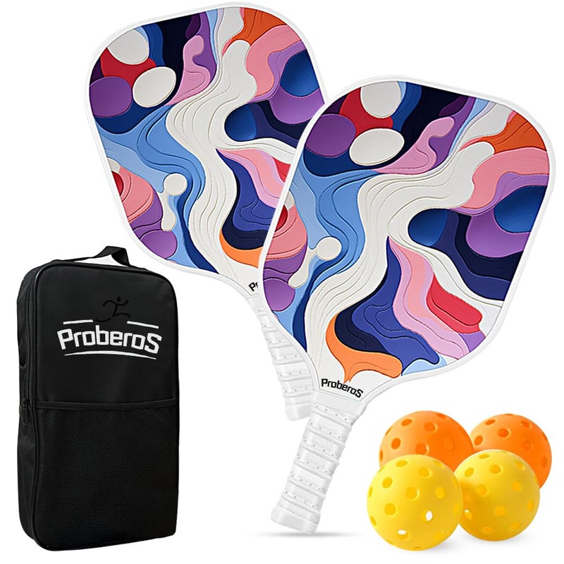 Proberos ® Pickleball Paddles Kit with 4 Balls & Storage Bag Fashion Print Pickleball Game Set for Kids & Adults - Image 1