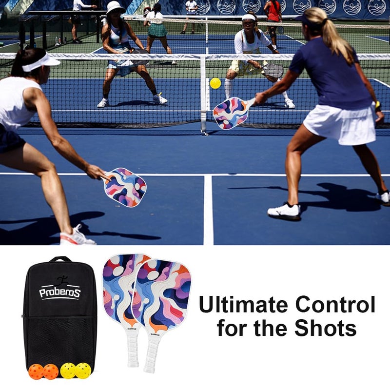 Proberos ® Pickleball Paddles Kit with 4 Balls & Storage Bag Fashion Print Pickleball Game Set for Kids & Adults - Image 5