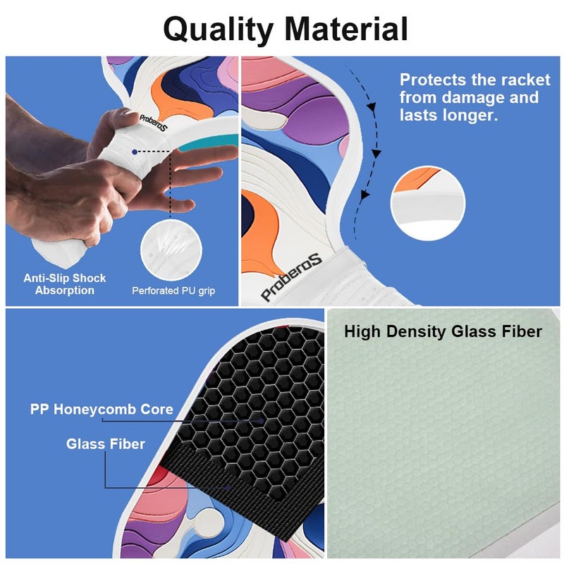 Proberos ® Pickleball Paddles Kit with 4 Balls & Storage Bag Fashion Print Pickleball Game Set for Kids & Adults - Image 4