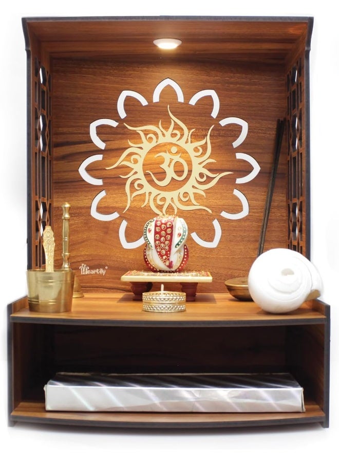 Heartily Mangal Beautiful Wooden Pooja Stand for Home/Mandir for Home/Temple for Home and Office/Puja Mandir for Home and Office Wall with LED Spot Light/Product (H- 15.5, L- 11.5, W-11 Inch) - Image 2