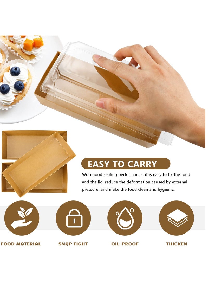 SYOSI Charlovelyrie Boxes with Clear Lids 50 Pack Brown 4.7" To Go Paper Mini Treat Box Disposable Food Containers Dessert Boxes for Cookie Cupcakes Strawberries  - Image 2
