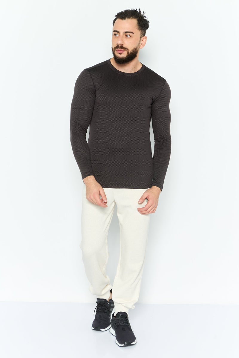 RBX Men Sportswear Fit Long Sleeves Textured Outdoor T-Shirt, Black  - Image 4