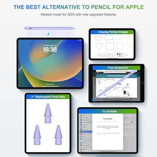 HATOKU Pencil 2nd Generation Wireless Charging, HATOKU Pencil for iPad with Tilt & Palm Rejection, Magnetic Stylus Pen for ipad Air M3/3/4/5, iPad mini 5/6, ipad 6/7/8/9/10/11 Gen, ipad Pro 11/12.9 (Purple) - Image 5