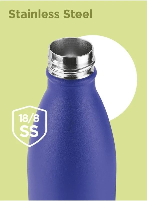 Milton MILTON 750ml Vacuum Insulated Water Bottle with Straw Lid - 2 lids included, Keeps Drinks Hot & Cold, 18/8 Stainless Steel, Double-Walled Flask with Inner Copper Coating - Sports, Gym - Larvik - Blue Blue