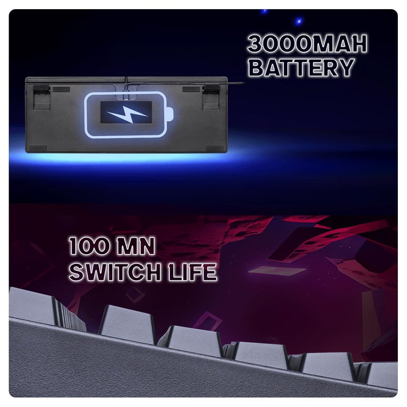 Cosmic Byte CB-GK-39 Trinity 3 Modes WiFi + Bluetooth + Wired Optical Swappable Blue Switch Keyboard, Per Key RGB, 100 Million Life Switches, 3000mAh Battery, Fast Response, Software Support (Black) - Image 4