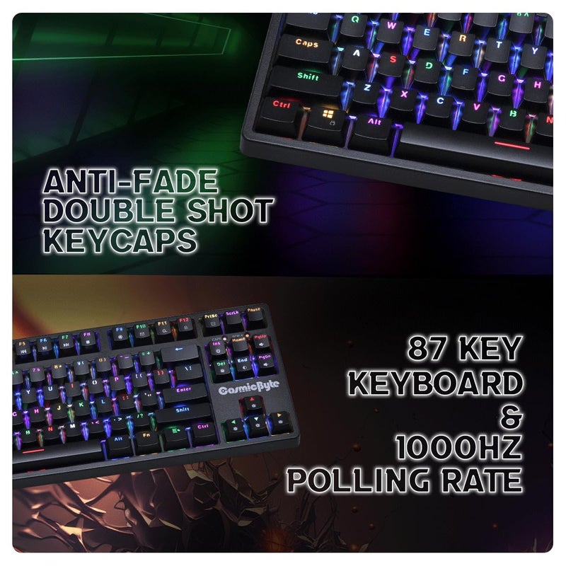 Cosmic Byte CB-GK-39 Trinity 3 Modes WiFi + Bluetooth + Wired Optical Swappable Blue Switch Keyboard, Per Key RGB, 100 Million Life Switches, 3000mAh Battery, Fast Response, Software Support (Black) - Image 5