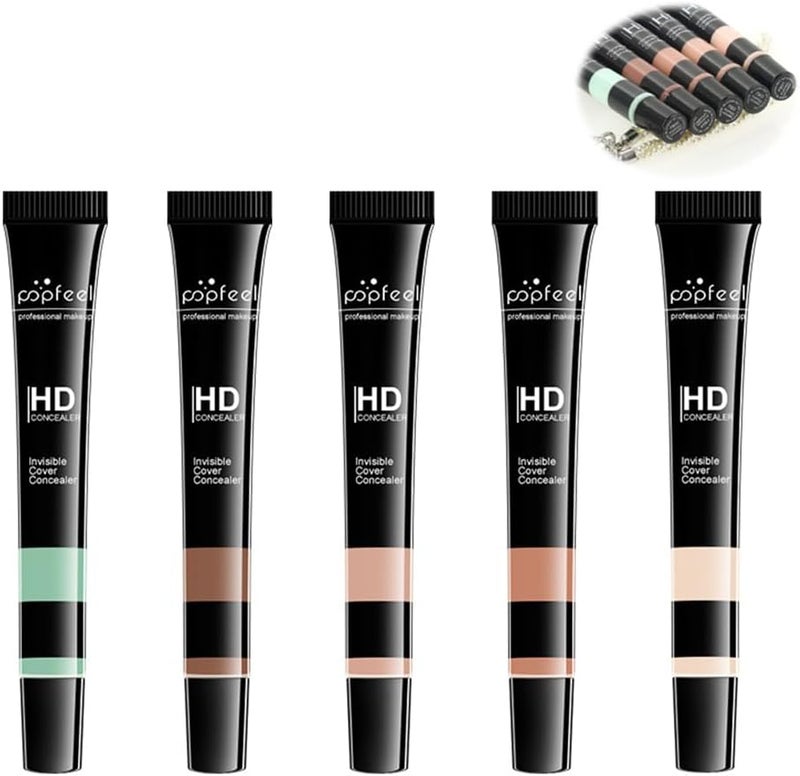HD Concealer & Corrector Set, 5 Colors Waterproof Full Coverage Creamy Stick Contour for Dark Circles, Wrinkles, and 3D Face Makeup - Image 1