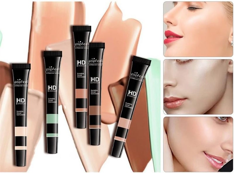 HD Concealer & Corrector Set, 5 Colors Waterproof Full Coverage Creamy Stick Contour for Dark Circles, Wrinkles, and 3D Face Makeup - Image 4