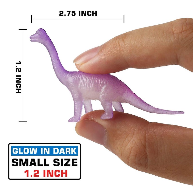 Yeonhatoys 96 Piece Glow in Dark Mini Dinosaur Toy Set(24 Style), Plastic Realistic Dino Figure, Kid Birthday Party Favors Supplies Goody Bag Valentines Day Gift Pinata Stuffers Easter Eggs Easter Basket Filler - Image 3