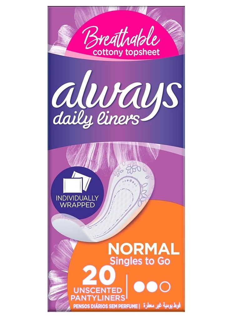 Always 20 Count Daily Liners Comfort Protect – Individually Wrapped for Freshness!