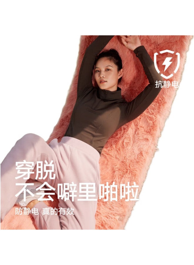 VFU Miaomiao Fleece Sports Top For Women, Half-Zip Fitness Wear, Autumn And Winter Fleece-Lined Yoga Outfit, Light Navy Blue, L - Image 1