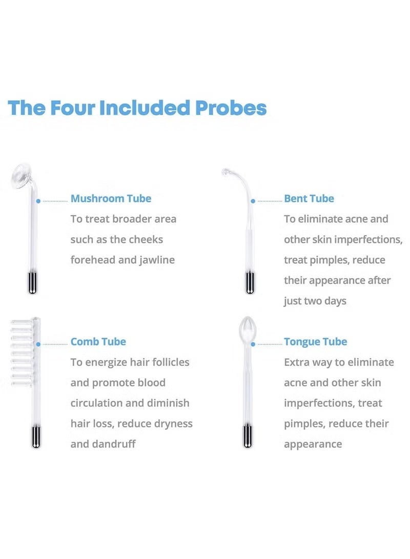 High Frequency Facial Machine, 4 in 1 Electrode Wand Portable Handheld High Frequency Beauty Device for Face Neck and Hair - Image 4