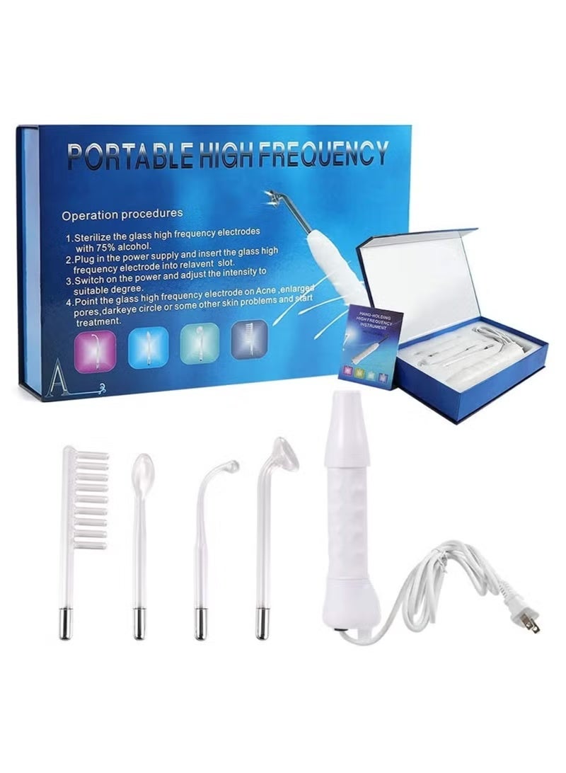 High Frequency Facial Machine, 4 in 1 Electrode Wand Portable Handheld High Frequency Beauty Device for Face Neck and Hair - Image 1