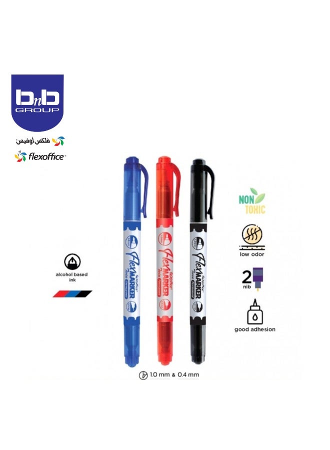 FLEXOFFICE Twin CD Marker 12-Pieces, 1.0/0.4 mm Point Size,‎ FO-PM07 Red - Image 3