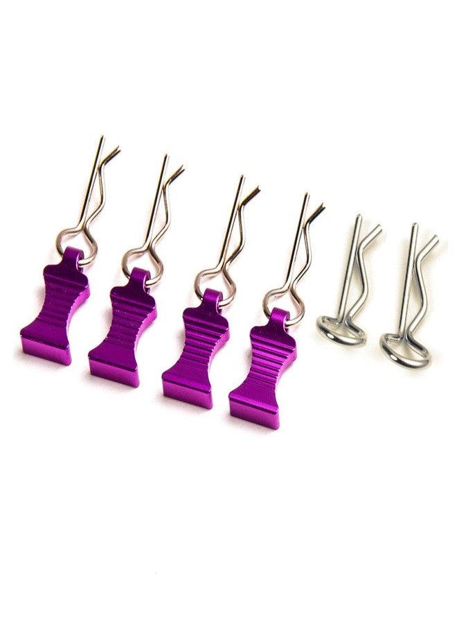 MOHERO Metal RC Body Clips Pins with Pull Tabs for 1/10 Axial SCX10 RC Model Crawler Car Pack of 6 (Purple) - Image 1
