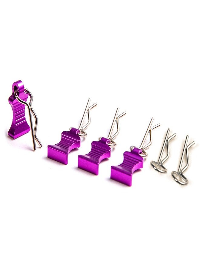 MOHERO Metal RC Body Clips Pins with Pull Tabs for 1/10 Axial SCX10 RC Model Crawler Car Pack of 6 (Purple) - Image 2