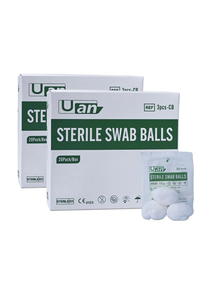 UAN Cotton Balls Sterile – Gentle and 100% Pure Cotton, Ideal for Makeup and Sensitive Skin, Individually Packaged (120 Count) - Image 1