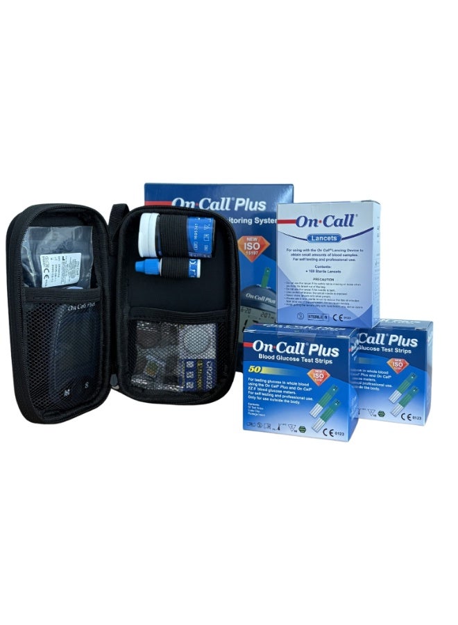 On Call Plus Blood Glucose Monitoring + 2x On Call Plus Blood Glucose Test Strips + On Call Lancets Needles - Image 2