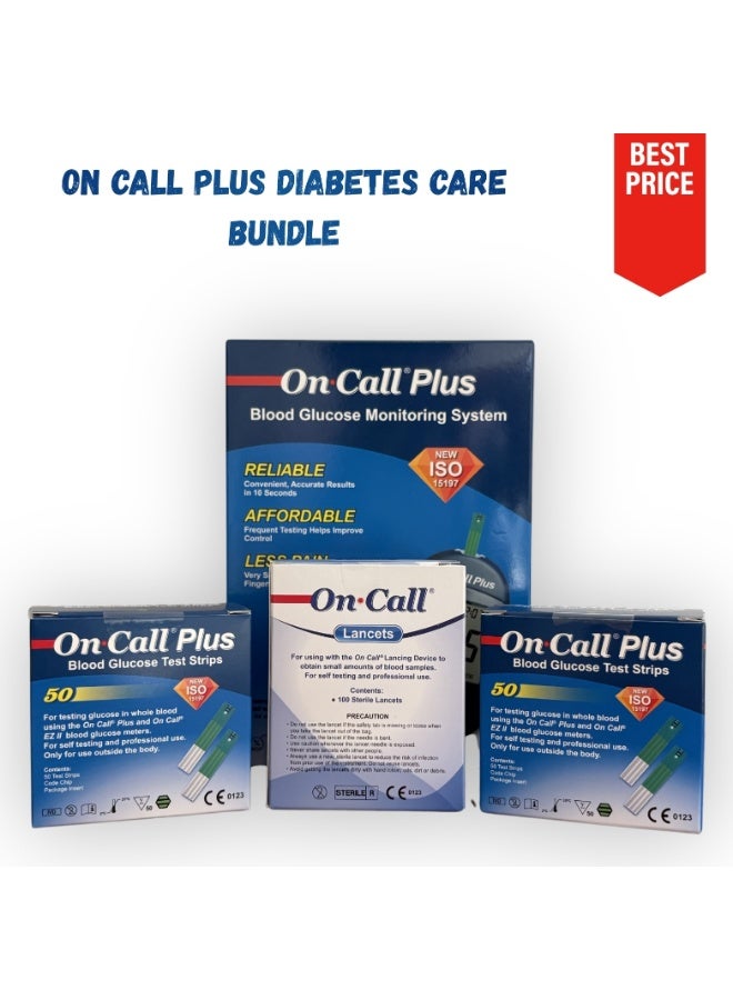 On Call Plus Blood Glucose Monitoring + 2x On Call Plus Blood Glucose Test Strips + On Call Lancets Needles - Image 3
