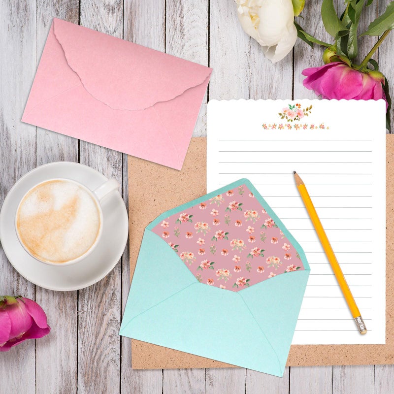 KSIWRE Stationary Paper and Envelopes Set, 24 PCS Writing Stationery Paper with 12 PCS Envelopes, Warm Floral Themed Envelope and Stationery Design for Invitations Gift Decorations Holiday Party - Image 2