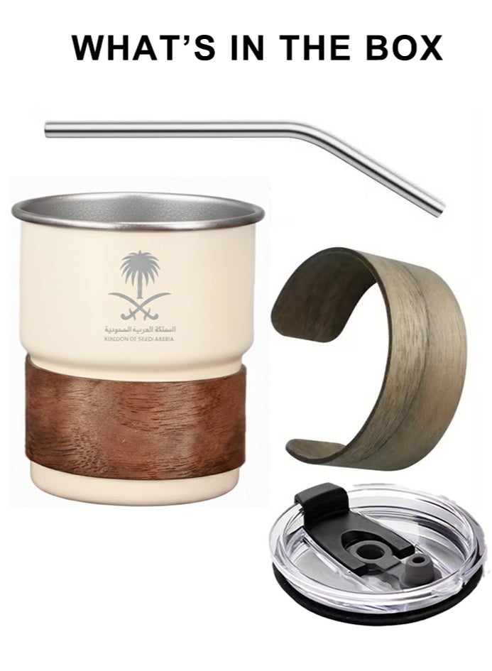 Neox Coffee Mug 304 Stainless Steel Cup Travle Mug -Mug - Saudi Logo Design, Portable Coffee Mug for Hot and Cold Drinks, Includes Straw and Heat Resistant Lid for Home and Outdoor Camping  300ml - Image 3