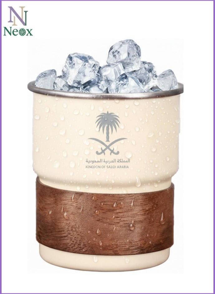 Neox Coffee Mug 304 Stainless Steel Cup Travle Mug -Mug - Saudi Logo Design, Portable Coffee Mug for Hot and Cold Drinks, Includes Straw and Heat Resistant Lid for Home and Outdoor Camping  300ml - Image 1