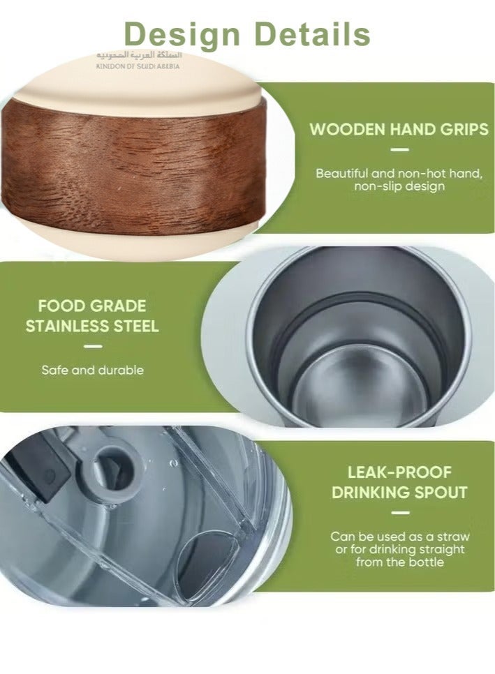 Neox Coffee Mug 304 Stainless Steel Cup Travle Mug -Mug - Saudi Logo Design, Portable Coffee Mug for Hot and Cold Drinks, Includes Straw and Heat Resistant Lid for Home and Outdoor Camping  300ml - Image 4