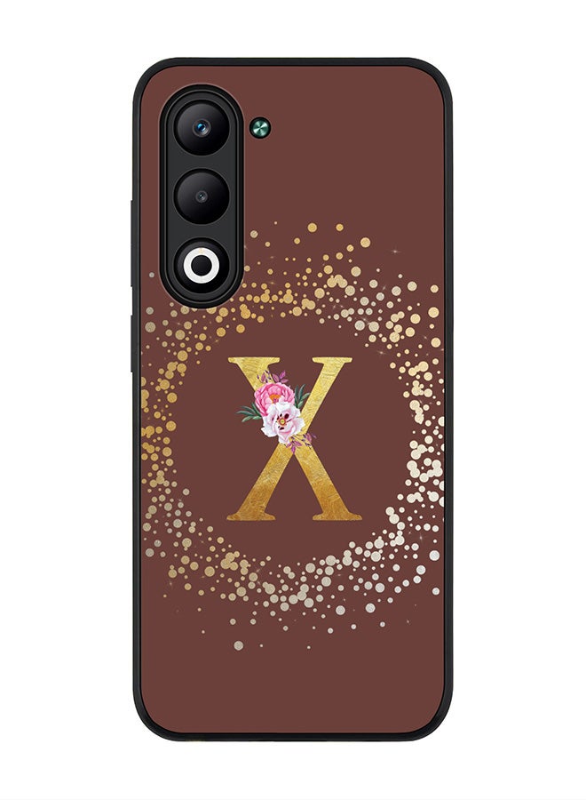 For Oppo A5 5G / A5 4G Case,Slim fit Camera Protection, Shockproof Thin Phone cover  - Custom Monogram Floral - X  (Brown )