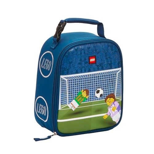 LEGO Kids City Heritage Classic Lunch Box, Insulated Soft Reusable Lunch Bag Meal Container for Boys and Girls, Perfect for School, or Travel, Meal Tote to Keep Food and Drinks Cold, Soccer Goal - Image 1