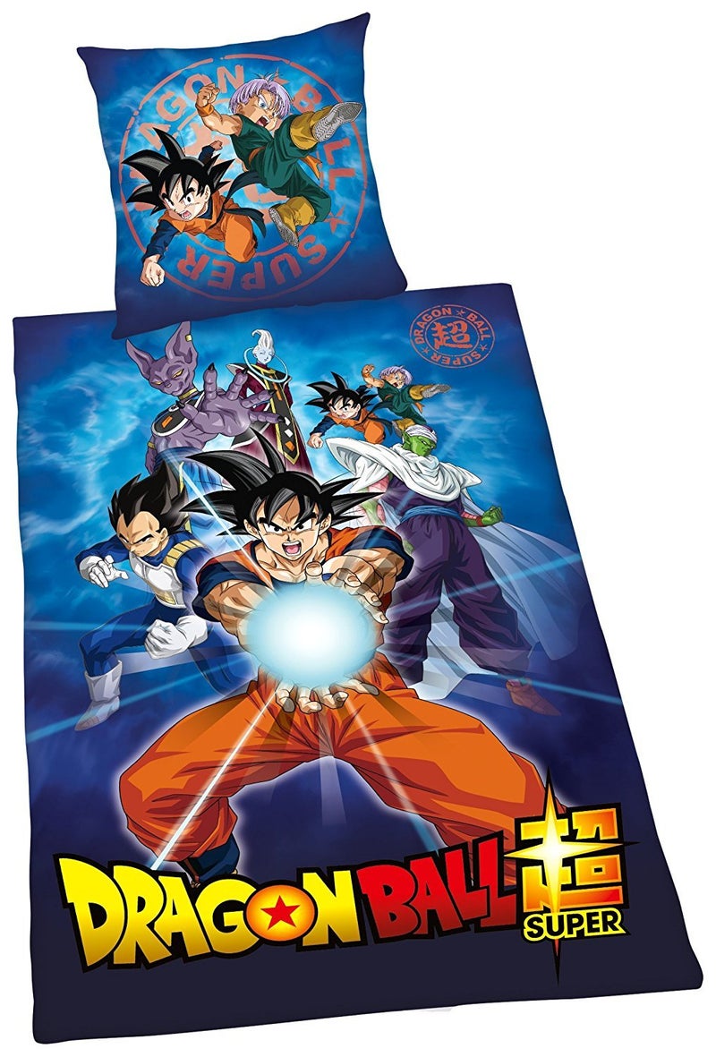 Herding DRAGONBALL SUPER Bedding Set Reversible Motif Duvet Cover 135 x 200 cm Pillow Case 80 x 80 cm CottonRenforc