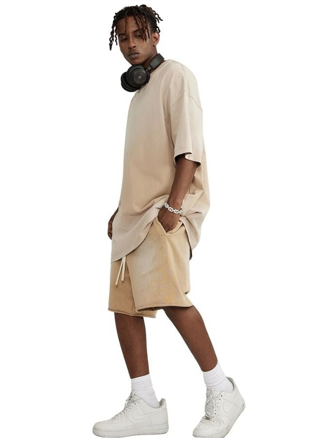 Mei Stylish Unisex Vintage Casual Loose Shoulder Oversize Short Sleeve Baggy Crew Neck T-shirt - Image 4