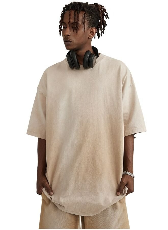 Mei Stylish Unisex Vintage Casual Loose Shoulder Oversize Short Sleeve Baggy Crew Neck T-shirt - Image 2