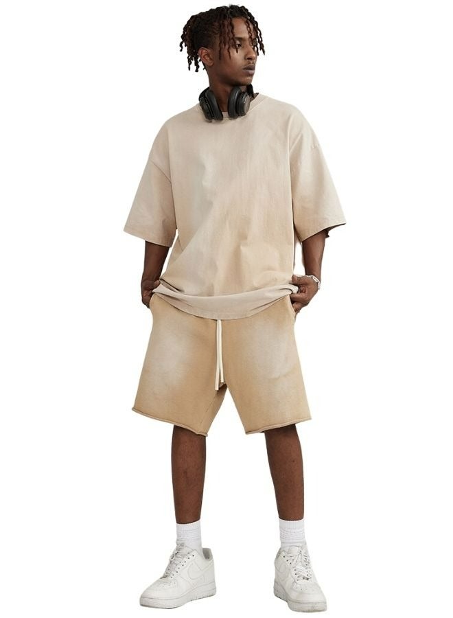 Mei Stylish Unisex Vintage Casual Loose Shoulder Oversize Short Sleeve Baggy Crew Neck T-shirt - Image 3