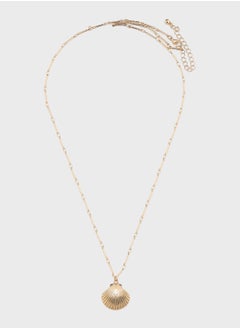Ginger Layered Shell Pendant Pearl Necklace  - Image 2