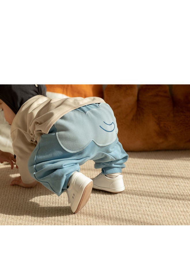 Generic Baby Spring And Autumn Pants Cotton Men And Women Baby Big PP Pants Soft Children's Fart Pants Outside Wear Baby Cute Card.-Color:Blue (spring And Autumn)-Size:100 - Image 1