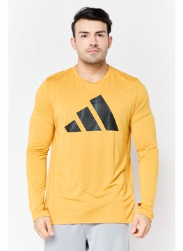 Adidas Men Sportswear Fit Long Sleeve Running Sweatshirt, Golden Yellow  - Image 1