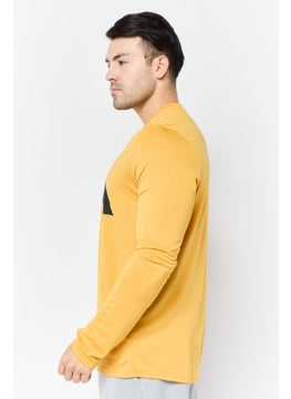 Adidas Men Sportswear Fit Long Sleeve Running Sweatshirt, Golden Yellow  - Image 3