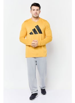 Adidas Men Sportswear Fit Long Sleeve Running Sweatshirt, Golden Yellow  - Image 2
