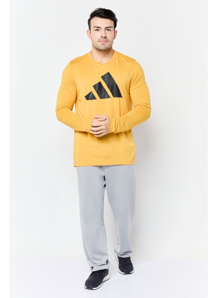Adidas Men Sportswear Fit Long Sleeve Running Sweatshirt, Golden Yellow  - Image 2