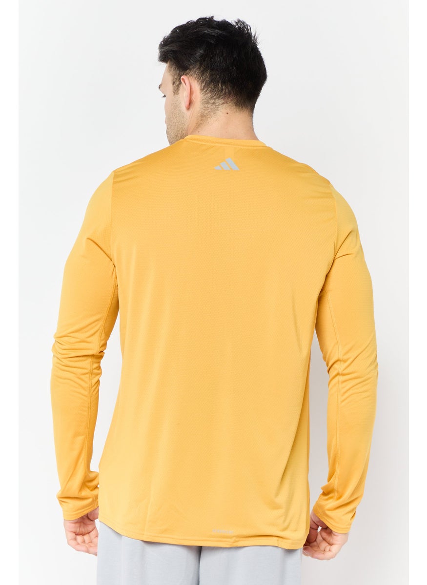Adidas Men Sportswear Fit Long Sleeve Running Sweatshirt, Golden Yellow  - Image 4
