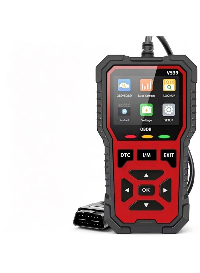 USB Plug & Play OBD2 Scanner, Car Engine Fault Code Reader, Built-in Battery Voltage Detector, I/M Emission Readiness Check Tool with Multi-Language Options - Image 1